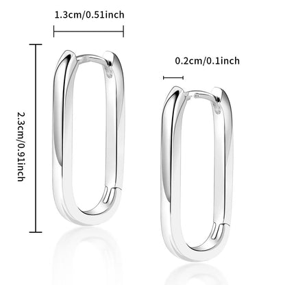 18K Gold Plated Square Paperclip Hoop Earrings – Minimalist Oval Link Hoops