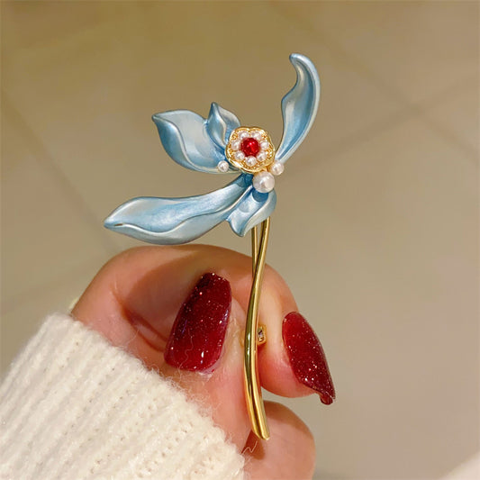 Dancing in the Wind Blue Iris Brooch