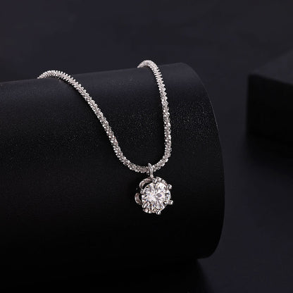 Dainty 1ct Moissanite Solitaire Halo Pendant Necklace