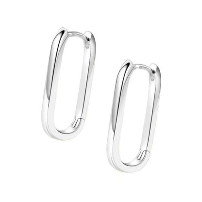 18K Gold Plated Square Paperclip Hoop Earrings – Minimalist Oval Link Hoops