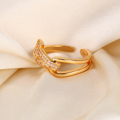 Personalized Letter T Initial Open Ring 18K Gold Plated Adjustable Statement Ring for Women
