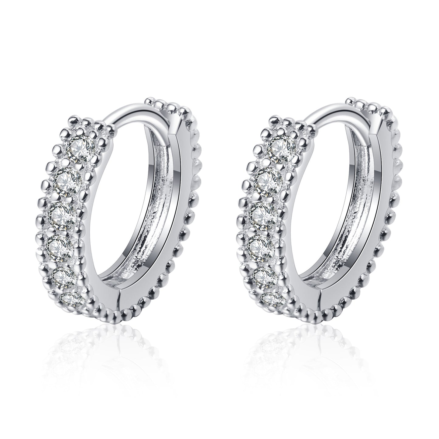 S925 Silver Moissanite Pavé Hoop Earrings