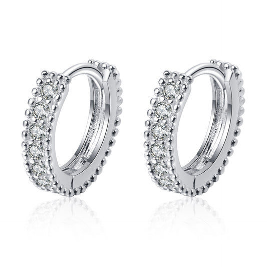 S925 Silver Moissanite Pavé Hoop Earrings