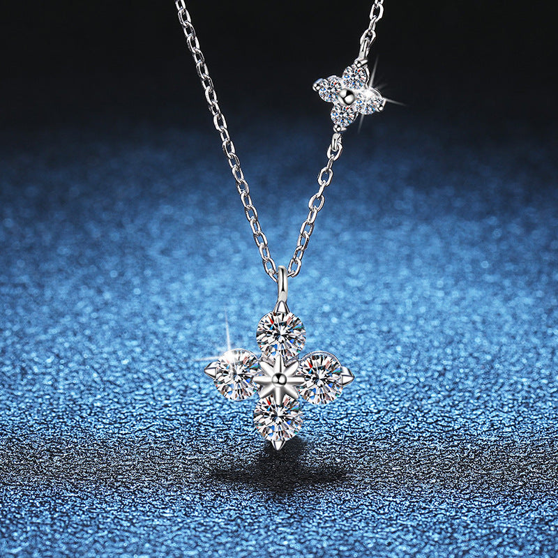 1.2ct Moissanite Snowflake Pendant Necklace in Silver