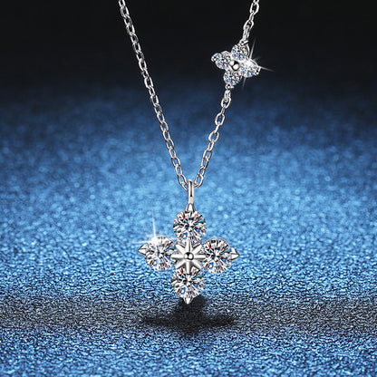 1.2ct Moissanite Snowflake Pendant Necklace in Silver
