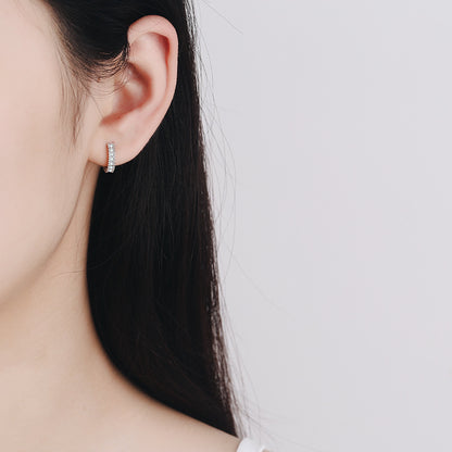 S925 Silver Moissanite Pavé Hoop Earrings
