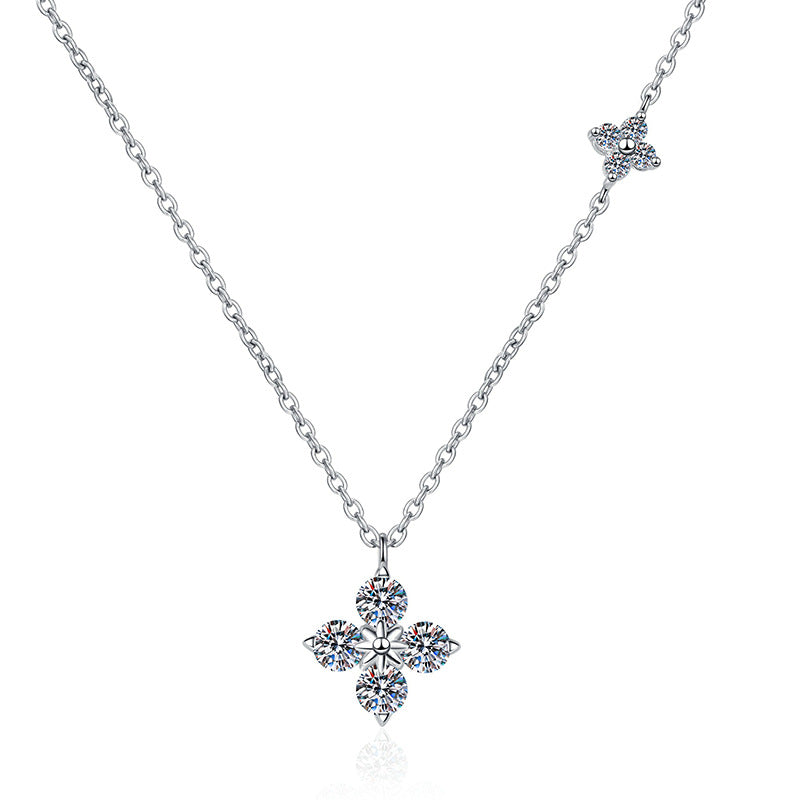 1.2ct Moissanite Snowflake Pendant Necklace in Silver