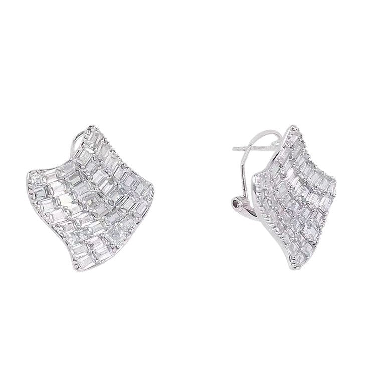 Full Pavé CZ Statement Stud Earrings in Silver