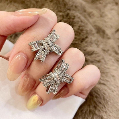 Dazzling Bow Sparkle Earrings – Timeless Romantic Glow