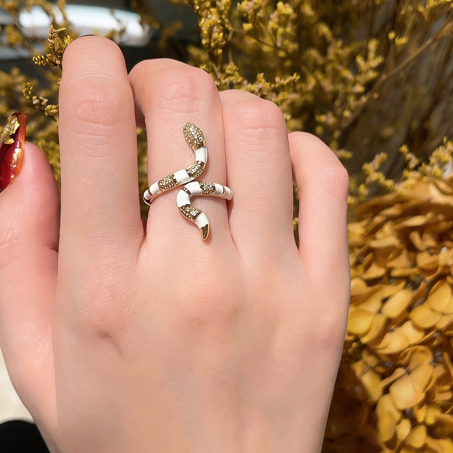 Spirit Snake Glazed Gemstone Ring