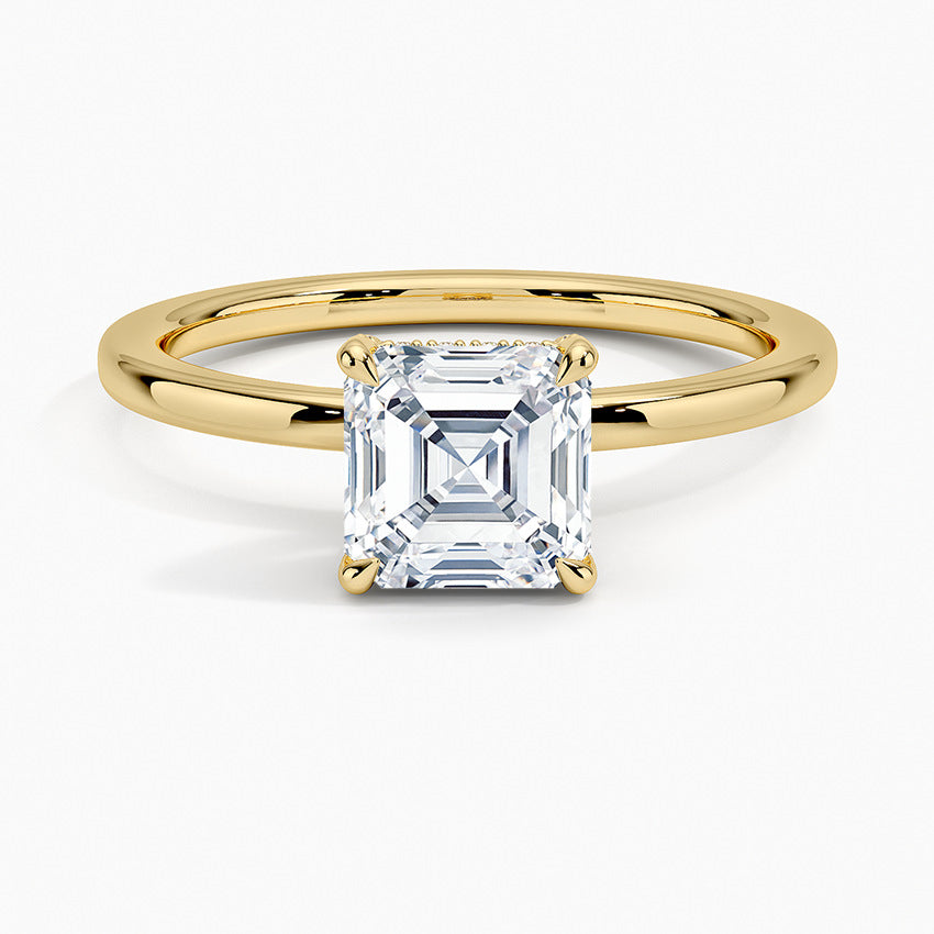 1-5 Carat Asscher Cut Moissanite Solitaire Ring in 18K Gold Plated S925 Silver