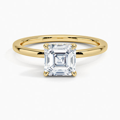 1-5 Carat Asscher Cut Moissanite Solitaire Ring in 18K Gold Plated S925 Silver