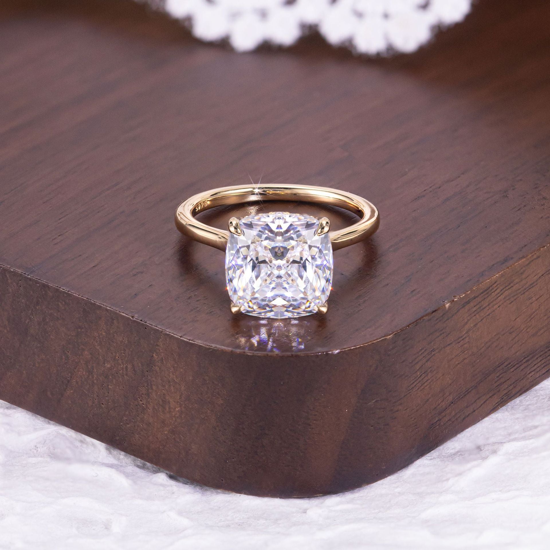 1-5 Carat Asscher Cut Moissanite Solitaire Ring in 18K Gold Plated S925 Silver