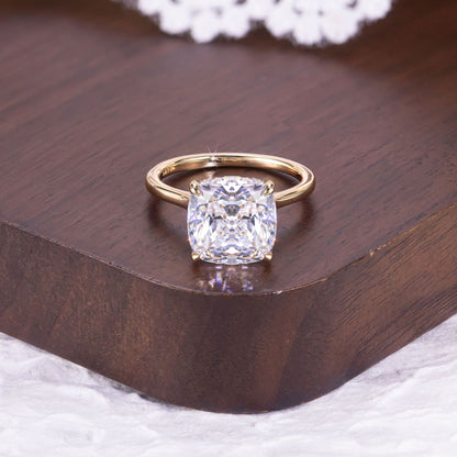 1-5 Carat Asscher Cut Moissanite Solitaire Ring in 18K Gold Plated S925 Silver