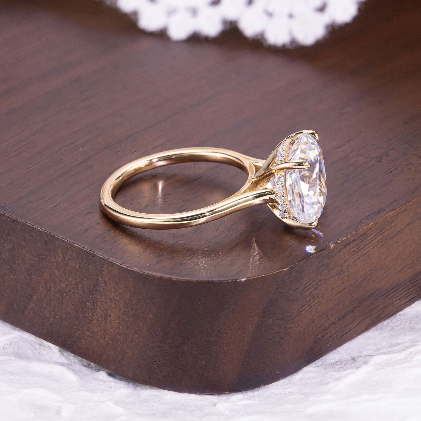 1-5 Carat Asscher Cut Moissanite Solitaire Ring in 18K Gold Plated S925 Silver