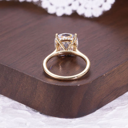 1-5 Carat Asscher Cut Moissanite Solitaire Ring in 18K Gold Plated S925 Silver