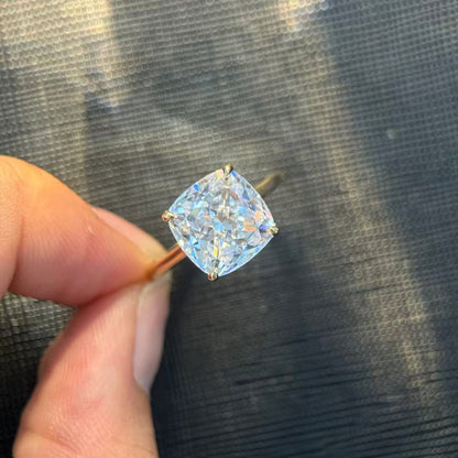 1-5 Carat Asscher Cut Moissanite Solitaire Ring in 18K Gold Plated S925 Silver