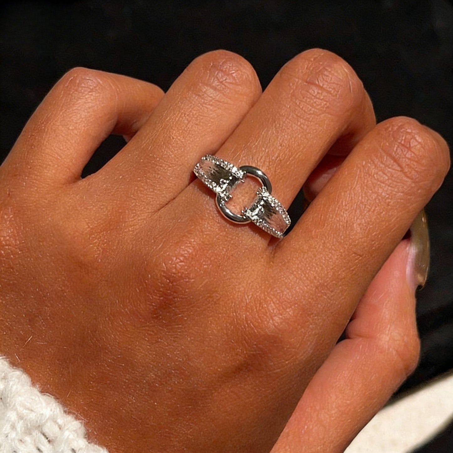 Brushed Horseshoe Buckle Ring