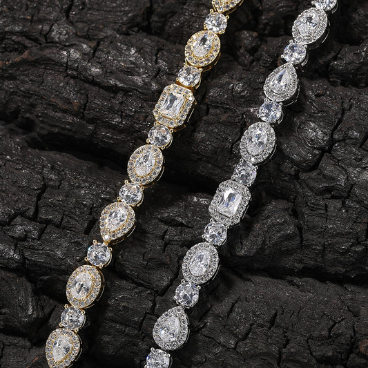 Elegant bypass wrap bracelet with sparkling zirconia halo charms, available in gold, silver, and rose gold