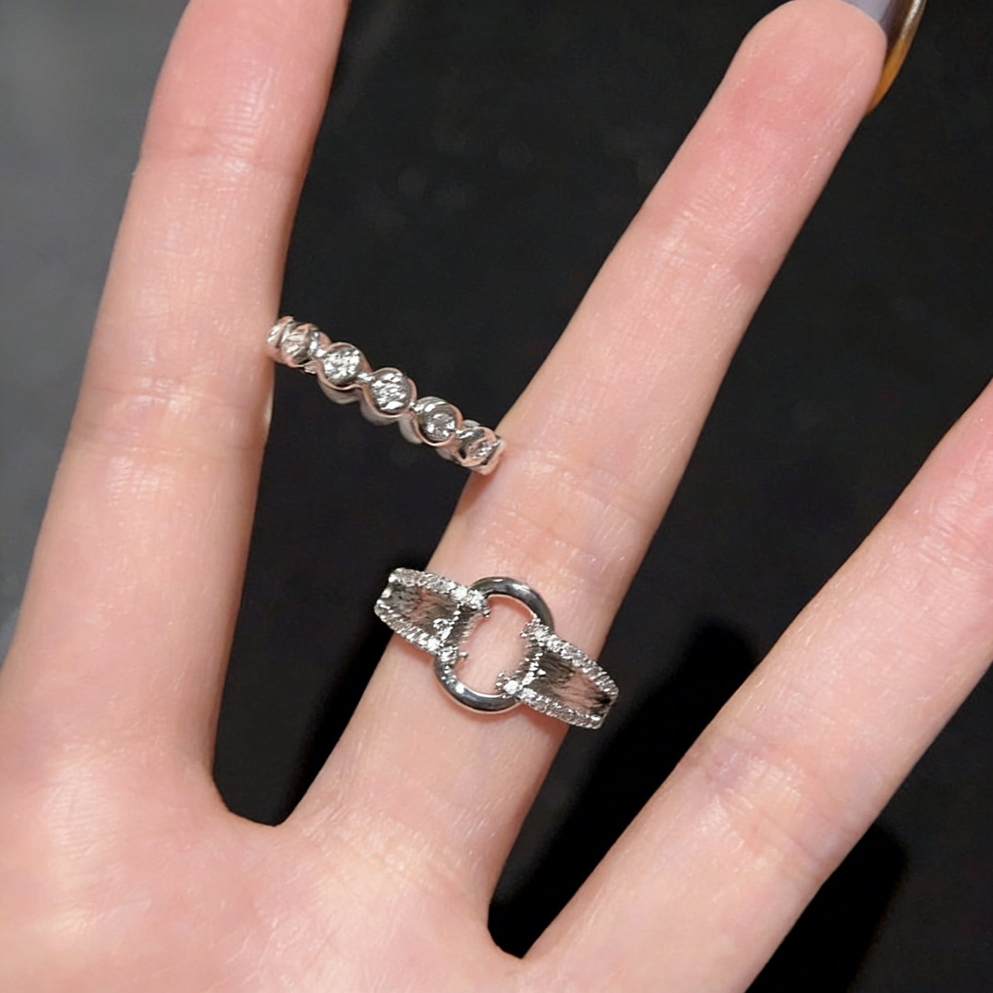 Brushed Horseshoe Buckle Ring