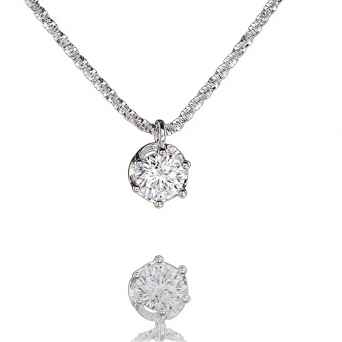 Dainty 1ct Moissanite Solitaire Halo Pendant Necklace