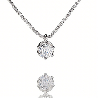 Dainty 1ct Moissanite Solitaire Halo Pendant Necklace