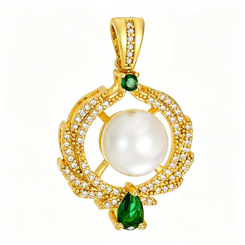 sparkling heart pendant necklace with cubic zirconia stones on gold-tone chain