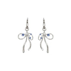 Elegant fluid ribbon bow charm huggie hoop earrings with cubic zirconia in 18k gold plated jewelry