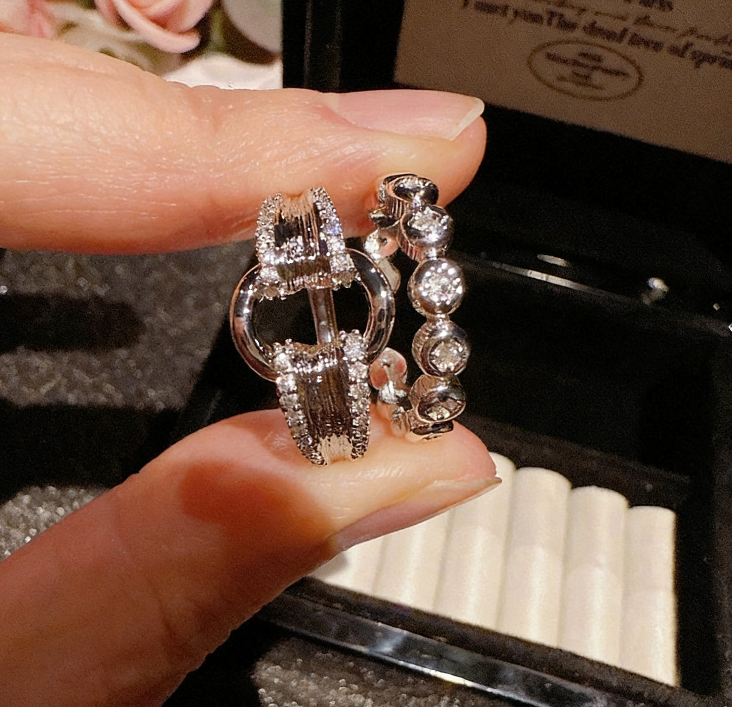 Open Ring with Arranged Baby's Breath Pattern