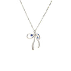 Fluid ribbon bow pendant Singapore twist chain necklace with sparkling crystal accents in 18k gold plated jewelry.