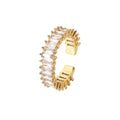 Classic Gold Open Ring featuring a Half-Eternity Row of Sparkling Zircon Accents in a Sleek Adjustable Band