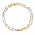 Elegant gold tennis bracelet featuring marquise-cut white cubic zirconia stones in a leaf-style continuous link