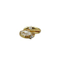 Elegant Gold Stackable Ring featuring a Marquise-cut Zircon centerpiece with Sparkling Pavé Accents on a Wavy Band