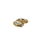 Elegant Gold Stackable Ring featuring a Marquise-cut Zircon centerpiece with Sparkling Pavé Accents on a Wavy Band