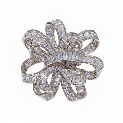Luxury 3D Bow Zirconia Knot Brooch – Timeless Elegant Sparkle