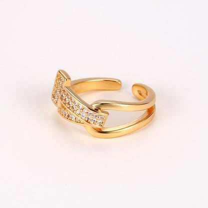 Personalized Letter T Initial Open Ring 18K Gold Plated Adjustable Statement Ring for Women