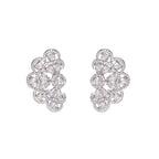Monet Garden twin flower drop earrings in S925 silver with zircon butterfly studs and 18K white gold plating