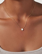 White mother of pearl flower pendant cable chain necklace in 18k gold plated jewelry