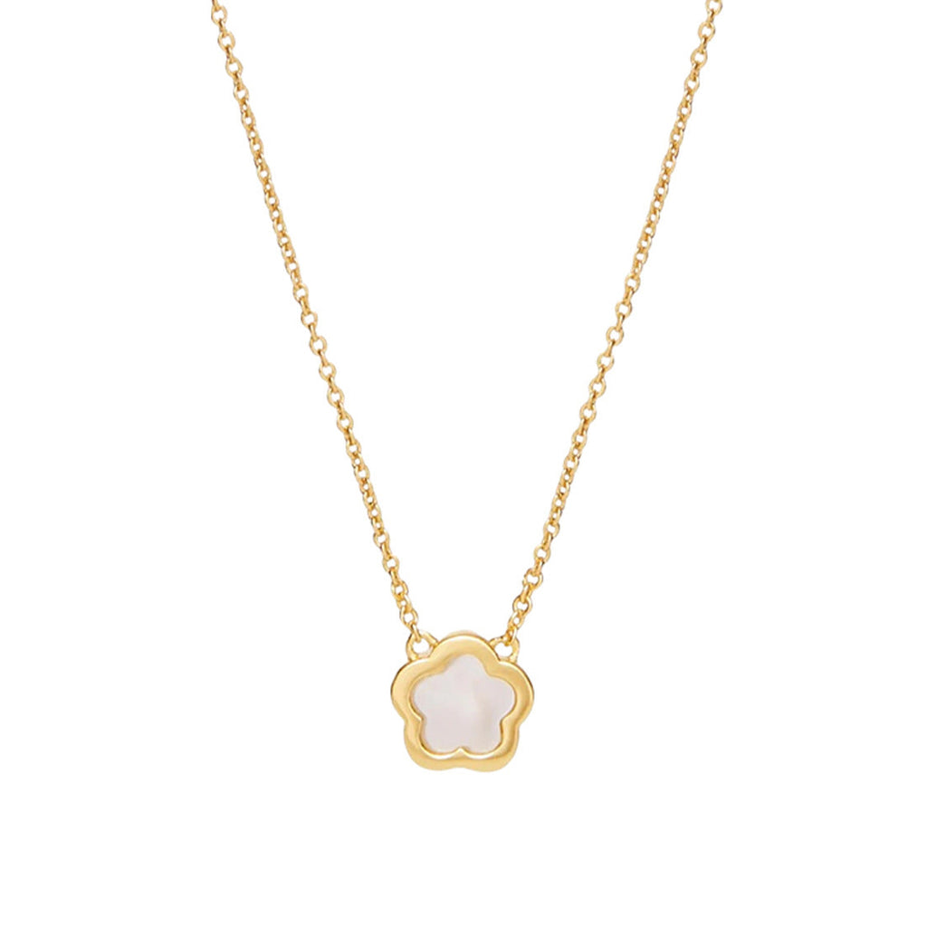 White mother of pearl flower pendant cable chain necklace in 18k gold plated jewelry