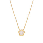 White mother of pearl flower pendant cable chain necklace in 18k gold plated jewelry