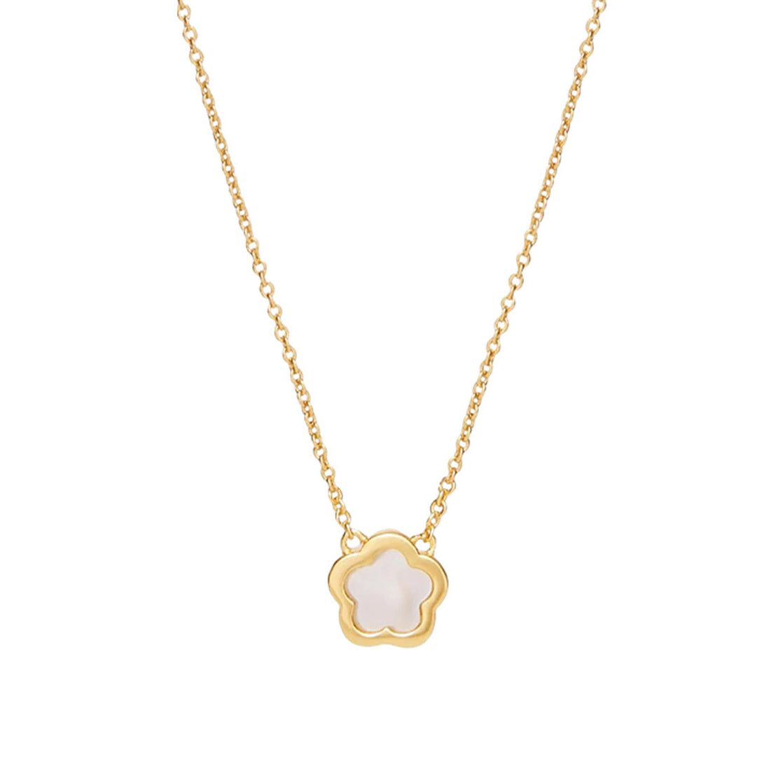 White mother of pearl flower pendant cable chain necklace in 18k gold plated jewelry