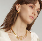 Multi-strand layered waterfall chain necklace with fluid gold sliding accent in 18k gold plated jewelry