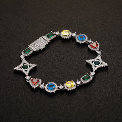 Elegant necklace featuring a vibrant multicolor gemstone pendant on a classic chain, available in gold and silver finishes