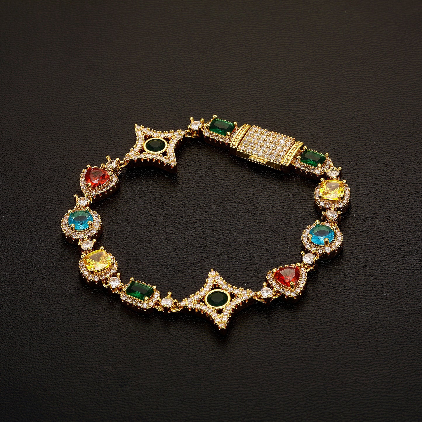 Elegant necklace featuring a vibrant multicolor gemstone pendant on a classic chain, available in gold and silver finishes