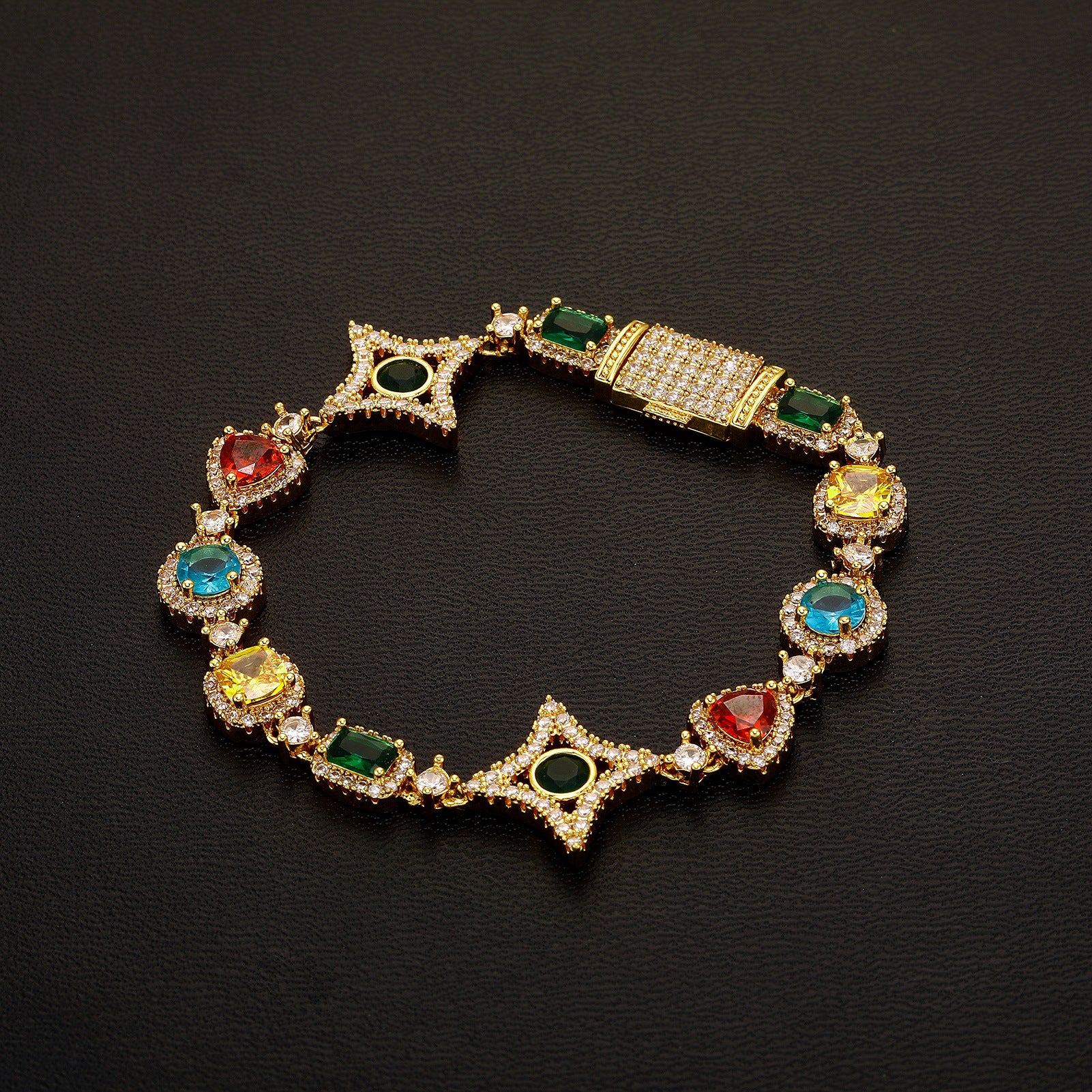 Elegant necklace featuring a vibrant multicolor gemstone pendant on a classic chain, available in gold and silver finishes