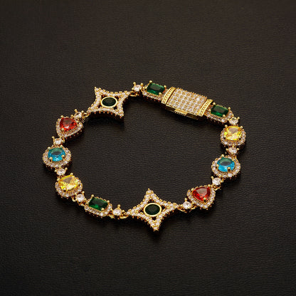 Elegant necklace featuring a vibrant multicolor gemstone pendant on a classic chain, available in gold and silver finishes