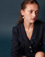 Natural amazonite oval pendant Figaro chain necklace in 18k gold plated waterproof stainless steel jewelry.