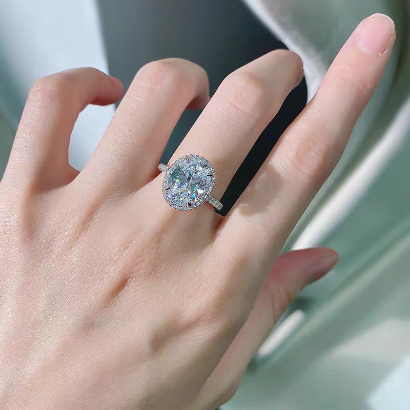 Luxury Oval Cut Moissanite Ring in S925 Sterling Silver available in 1ct to 5ct
