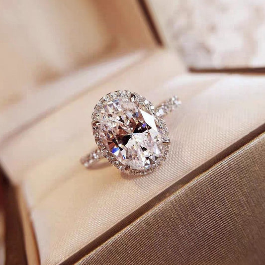 Luxury Oval Cut Moissanite Ring in S925 Sterling Silver available in 1ct to 5ct