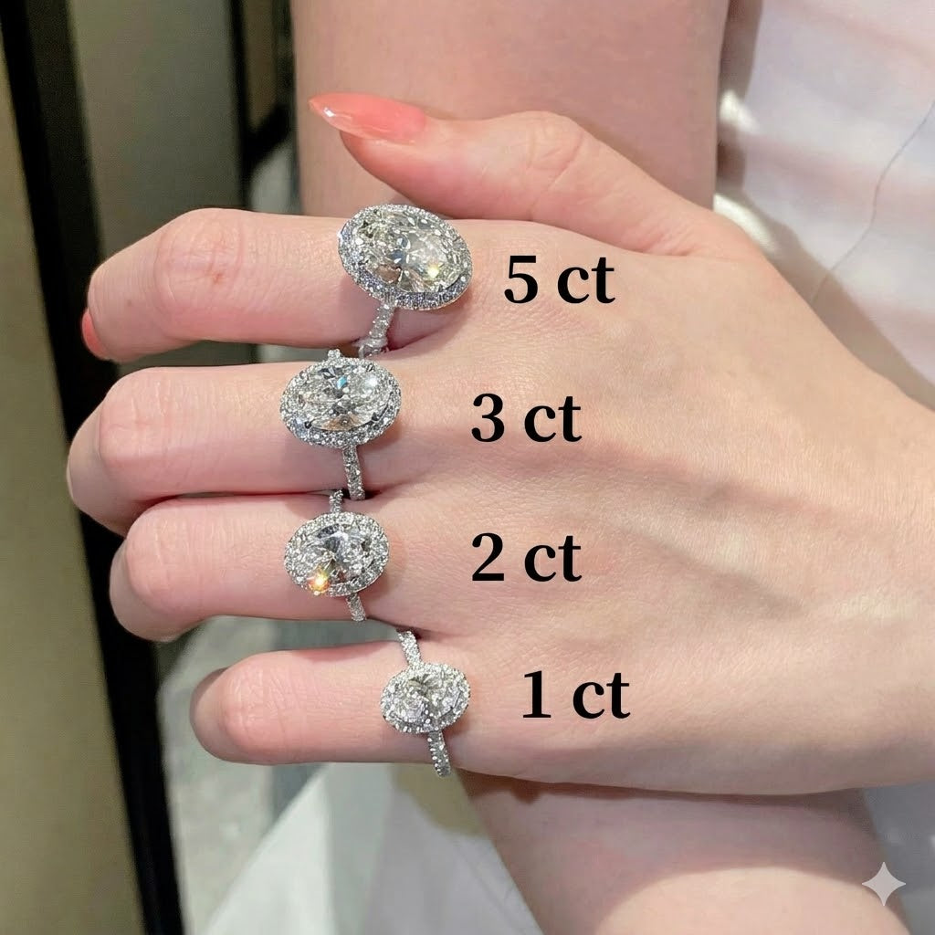 Luxury Oval Cut Moissanite Ring in S925 Sterling Silver available in 1ct to 5ct